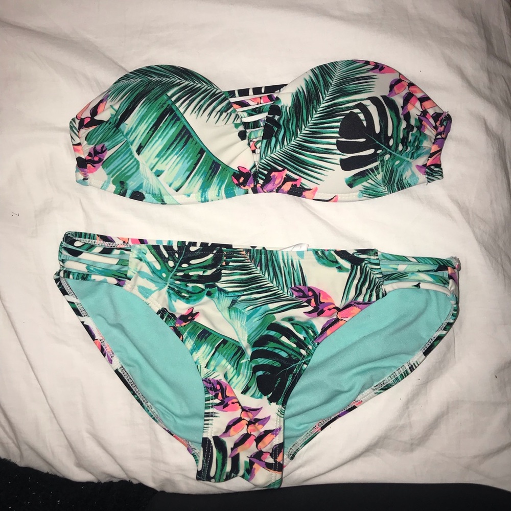 strapless push up bathing suit set
